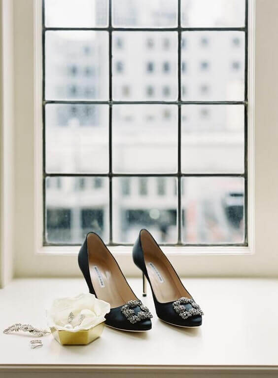 Wedding shoes for Black and White Winter Wedding