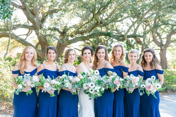 Royal blue bridesmaid dresses for royal blue and pink winter wedding