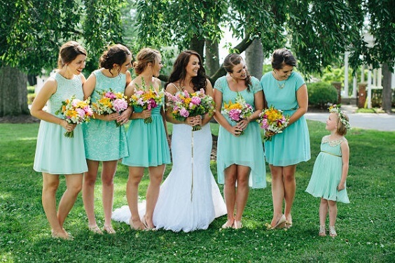 bridesmaid gown mint green