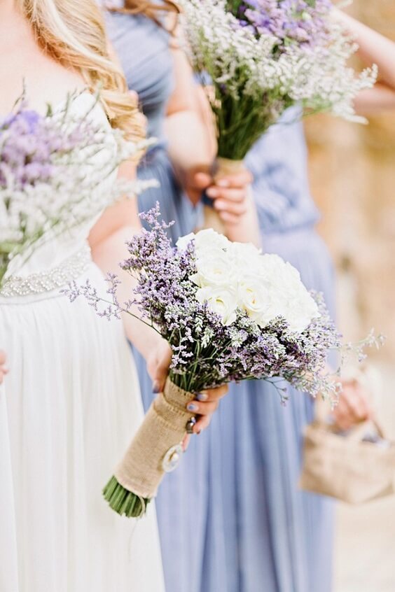 bouquets for spring wedding lavender and lilac 2020