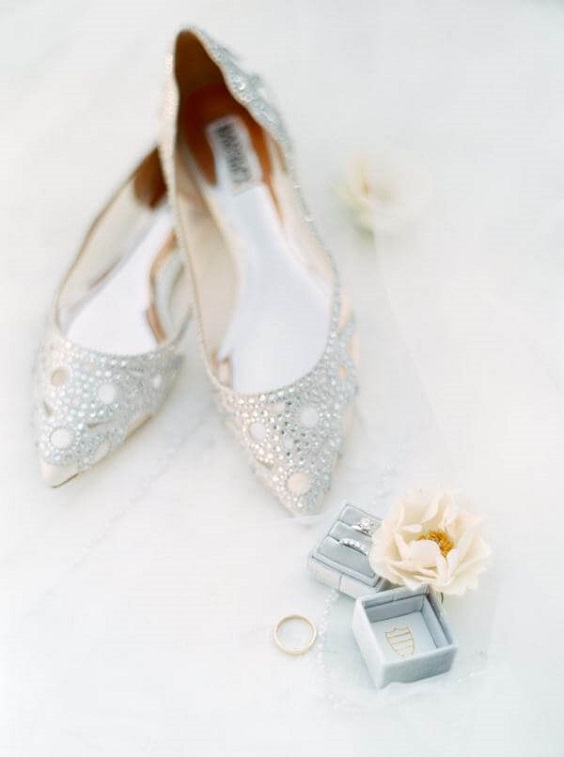 Bridal shoes for white and greenery summer wedding