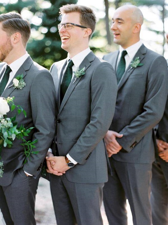 groom groomsmen suits for white and greenery summer wedding