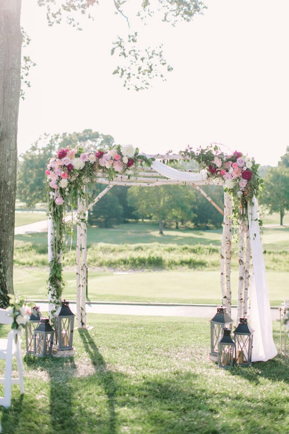 Wedding arch for purple and pink summer wedding