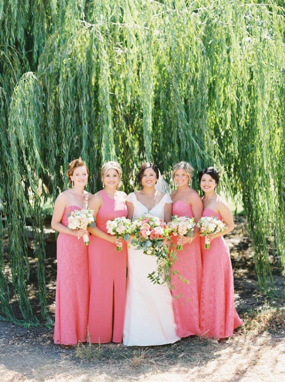 Rose pink Bridesmaid dresses for rose pink and grey summer wedding
