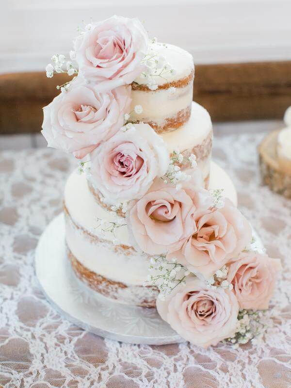 Wedding cake for blush and grey summer wedding
