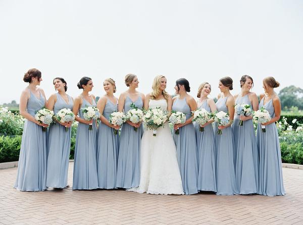 Dusty blue bridesmaid dresses for dusty blue and blush summer wedding