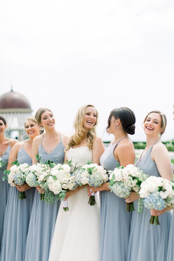 Dusty blue bridesmaid dresses for dusty blue and blush summer wedding
