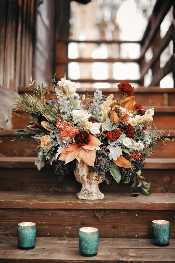 flower decorations for fall wedding burnt orange and green 2020