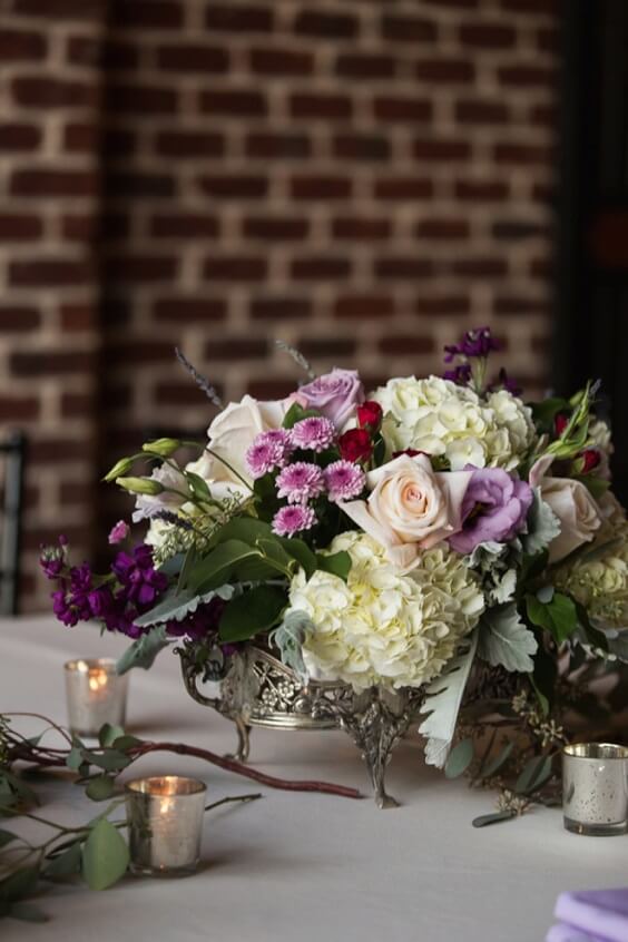 centerpieces for fall wedding lilac and dark red 2020