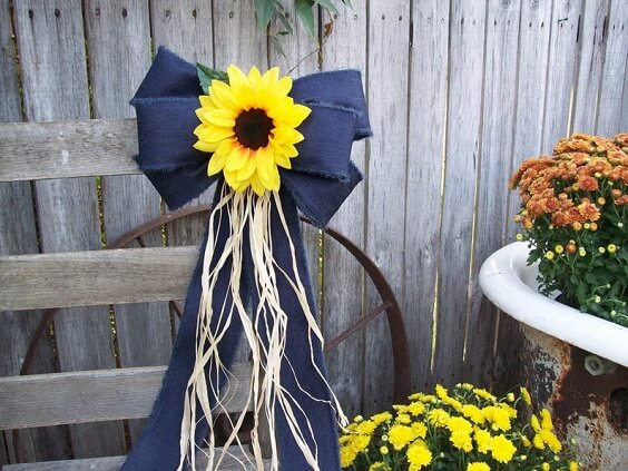 bow decoration for fall wedding navy blue and yellow 2020