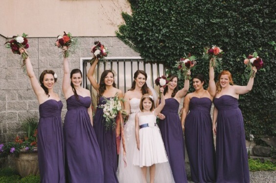 purple bridesmaid dresses for fall wedding purple and gold 2020