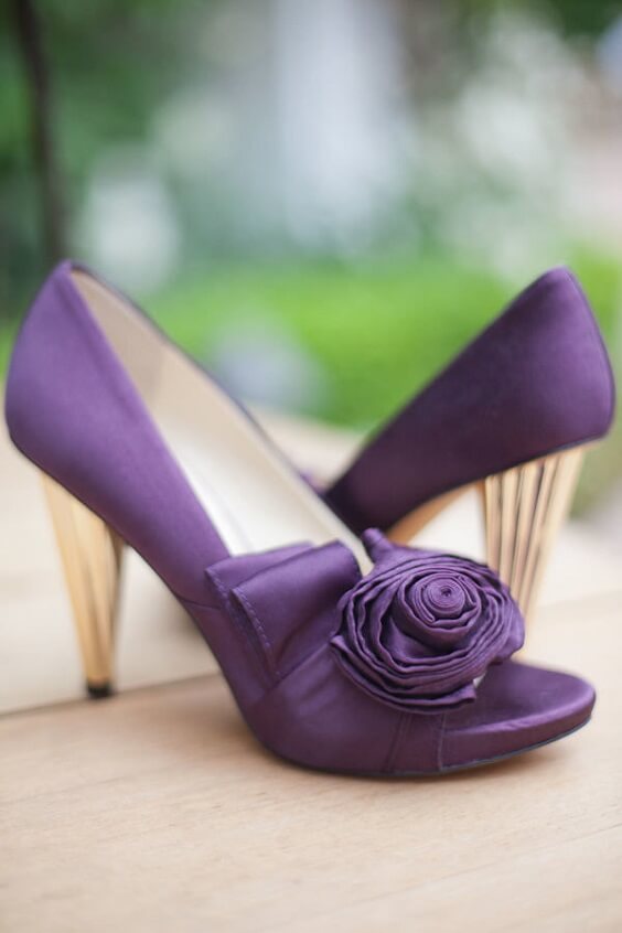 Wedding shoes for purple and persimmon winter wedding