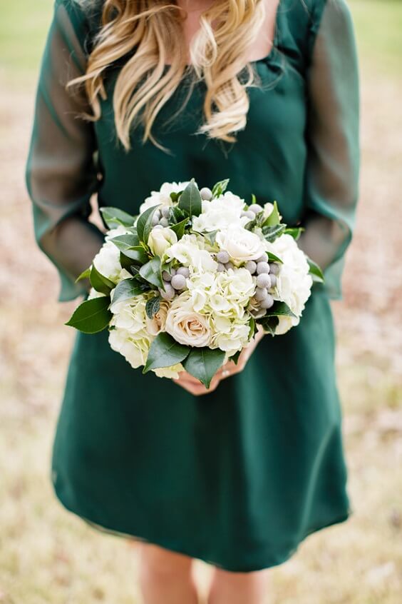 Emerald Green bridesmaid dresses for Emerald green and grey winter wedding