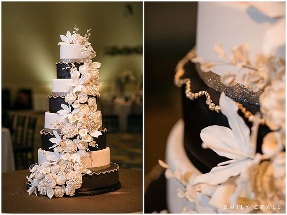 Wedding cake for grey and black winter wedding