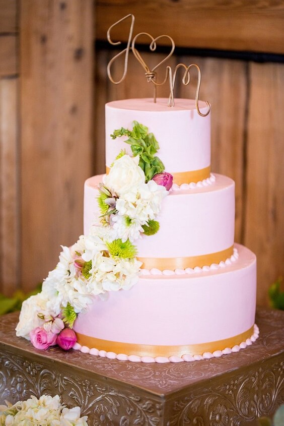 Wedding cake for pink and greenery March wedding
