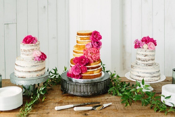 Wedding cakes for silver and fuchsia March wedding