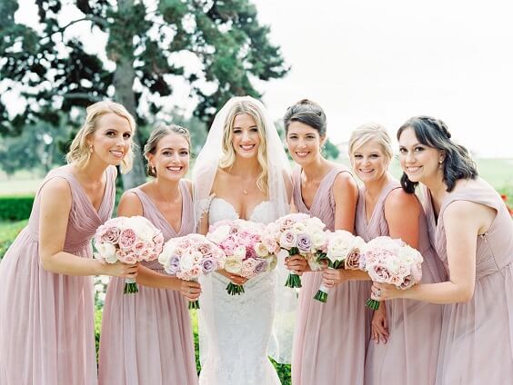 lavender and white bridesmaid dresses