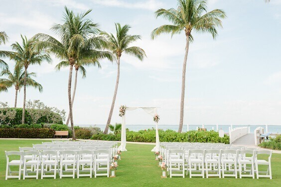 Wedding ceremony for blush and peach June wedding