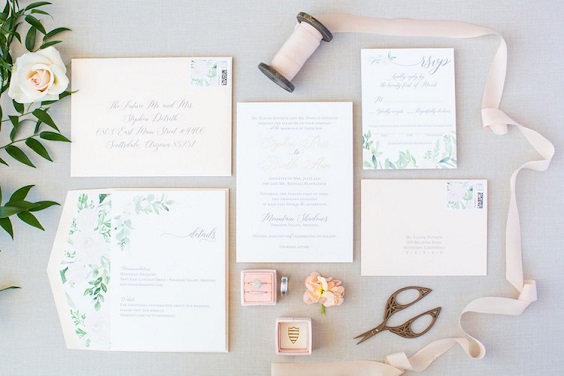 Wedding invitations for blush and peach June wedding