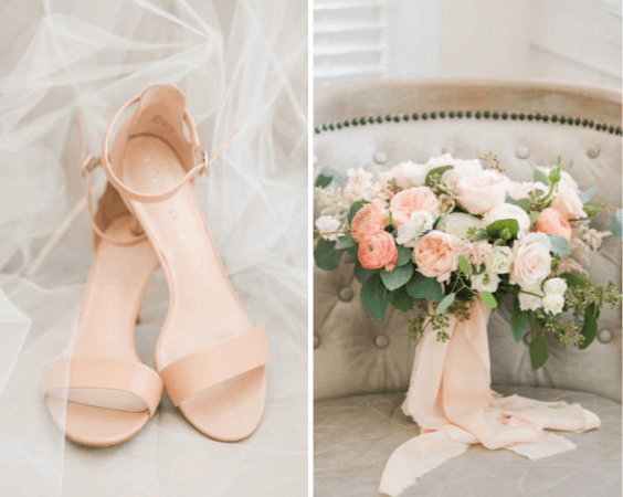 Wedding shoes for blush and peach June wedding