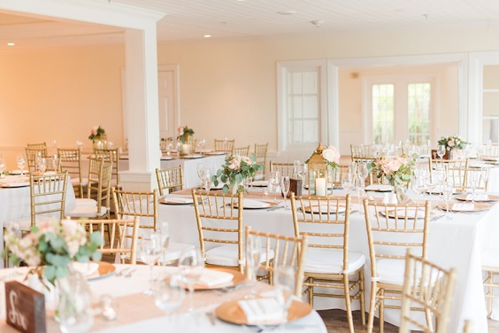 Wedding table decorations for blush and peach June wedding