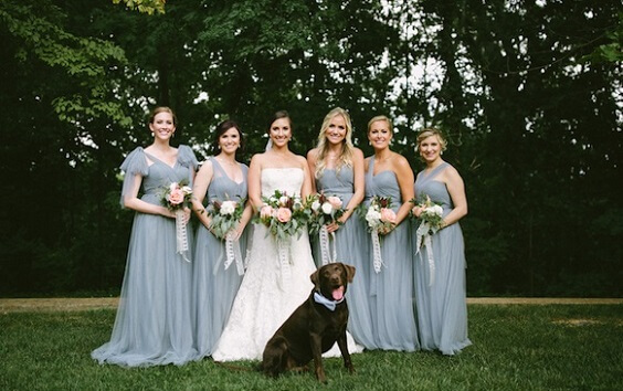 Dusty blue bridesmaid dresses for dusty blue, blush and burgundy June wedding