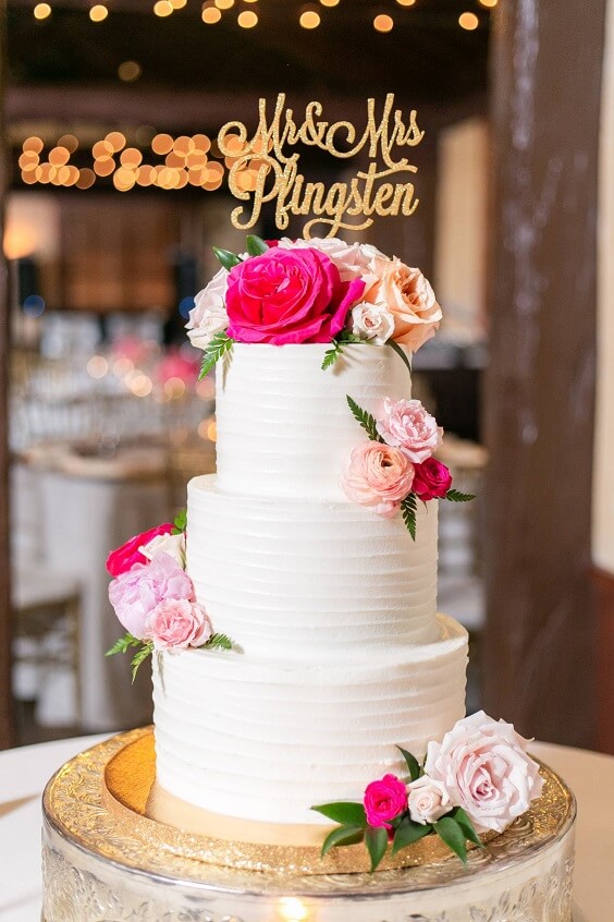 Wedding cake for Light Pink and Fuchsia June Wedding 2020
