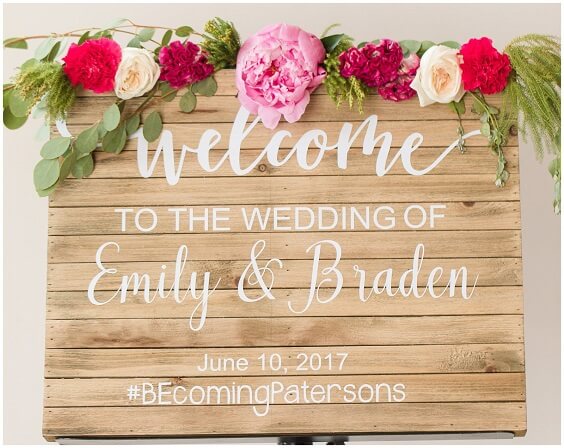 Welcome board for Light Pink and Fuchsia June Wedding 2020