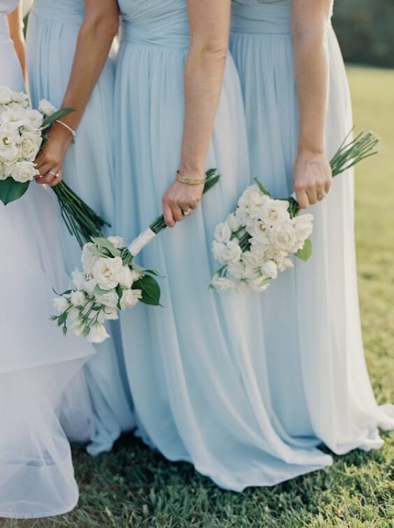Ice Blue and White June Wedding 2020, Ice Blue Bridesmaid Dresses, Navy