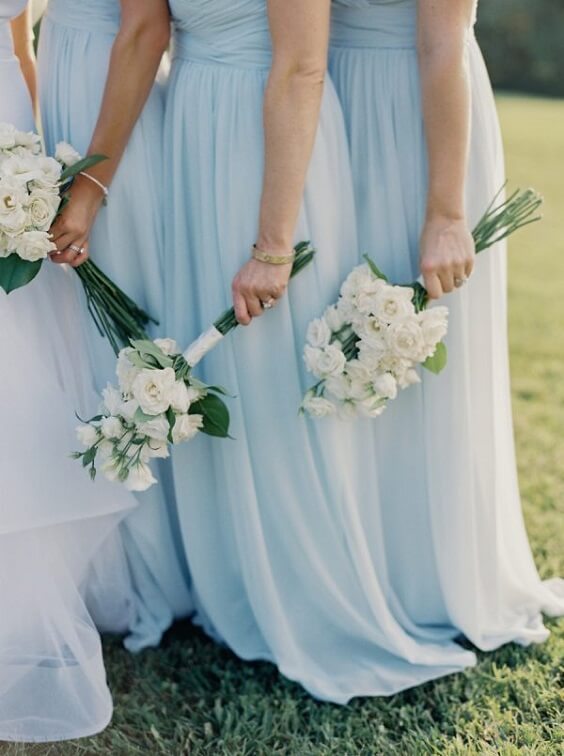 Ice blue bridesmaid dresses for Ice Blue and White June Wedding 2020