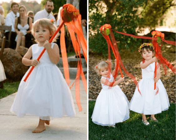 Flower girls for Red and Orange Fall Wedding