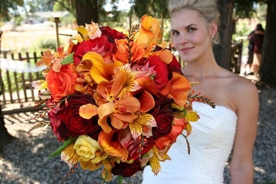 Wedding bouquets for Red and Orange Fall Wedding