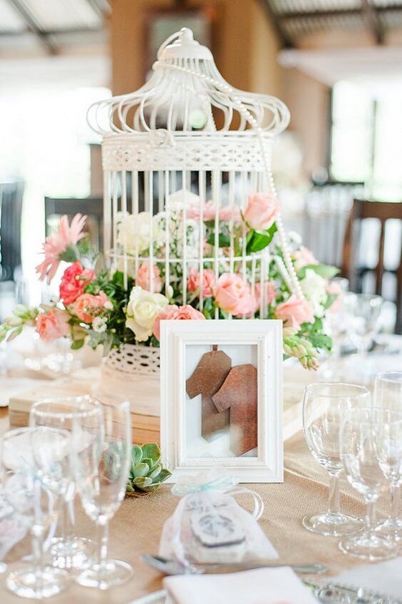 Wedding centerpieces for Coral Peach and Grey June Wedding 2020
