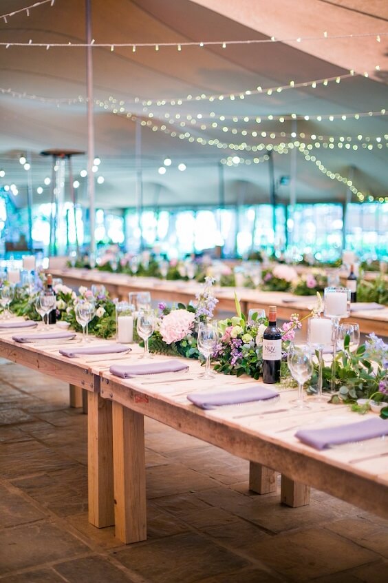 Wedding table decoratins for Blush and Lavender June Wedding 2020