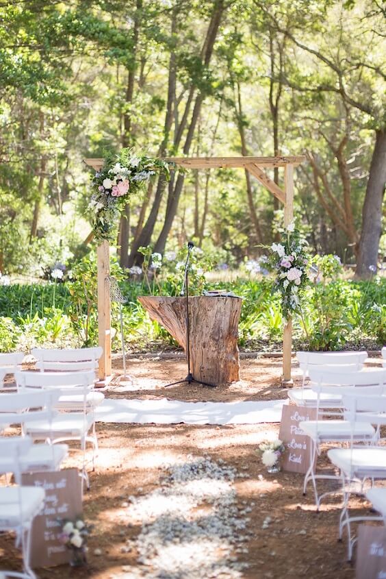 Wedding ceremony decoratins for Blush and Lavender June Wedding 2020