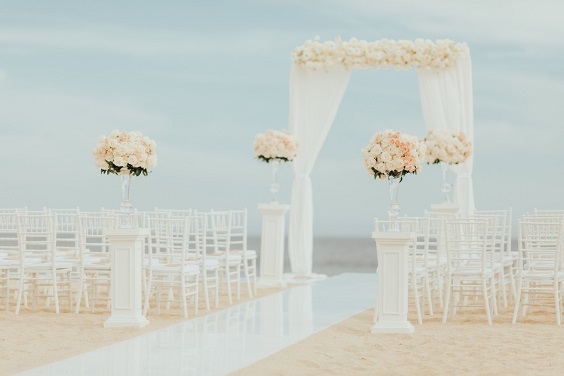Wedding arch decorations for Peach and White May Wedding 2020