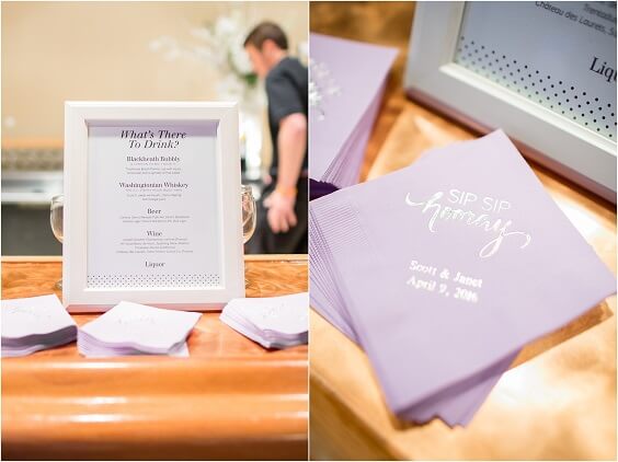 Wedding napkins for Pastel lilac, lavender and grey September wedding 2020