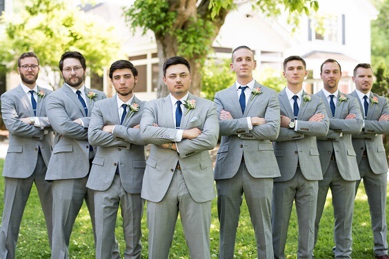 Grey groom groomsmen for Navy Blue, Coral and Grey September Wedding 2020