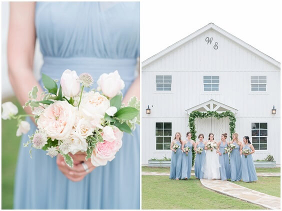 Dusty blue bridesmaid dresses for Dusty Blue, Blush and Deep Blue September Wedding 2020
