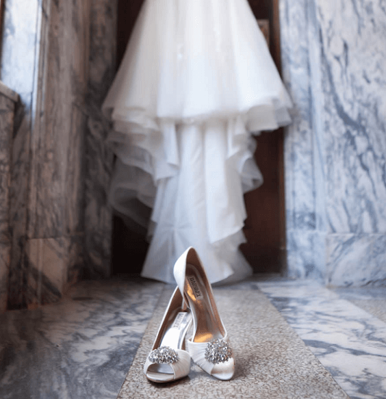 Bridal gown bridal shoes for Champagne, Blush and Black September Wedding 2020