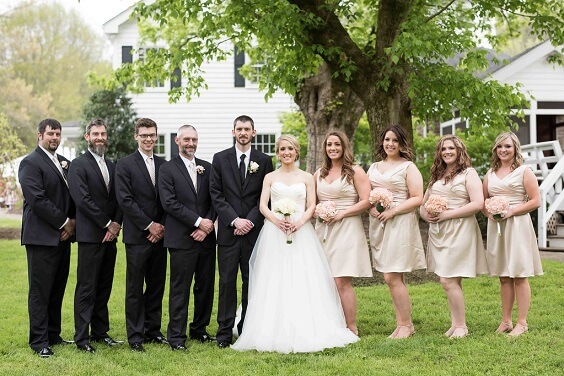 Wedding party wearing for Champagne, Blush and Black September Wedding 2020