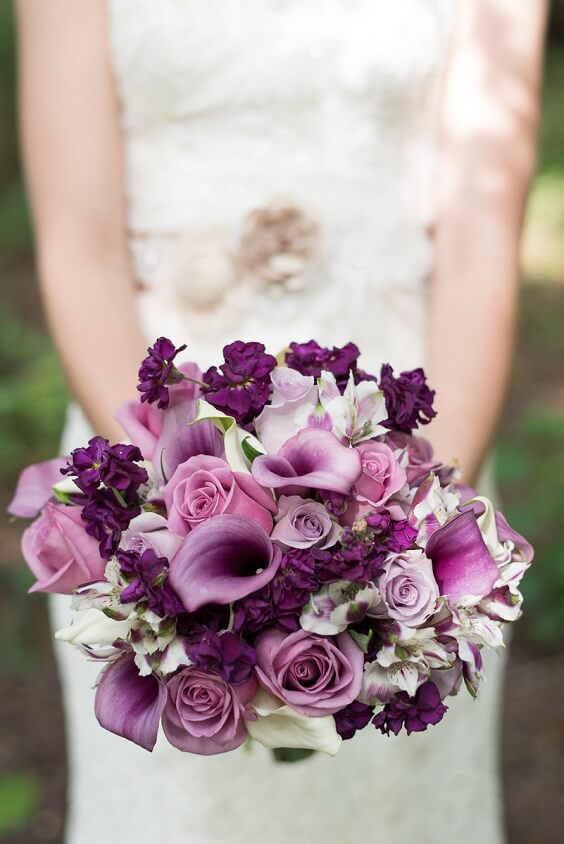 Wedding bouquets for Purple, Champagne and Grey September Wedding 2020