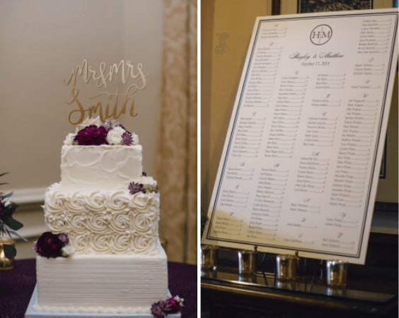 Wedding cake for Purple, Champagne and Grey September Wedding 2020