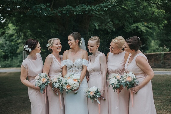 Blush bridesmaid dresses for Blush, Peach and Navy Blue September Wedding 2020