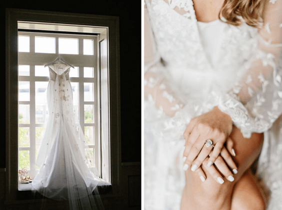White bridal gown for Light blue, White and Dark Blue August Wedding 2020