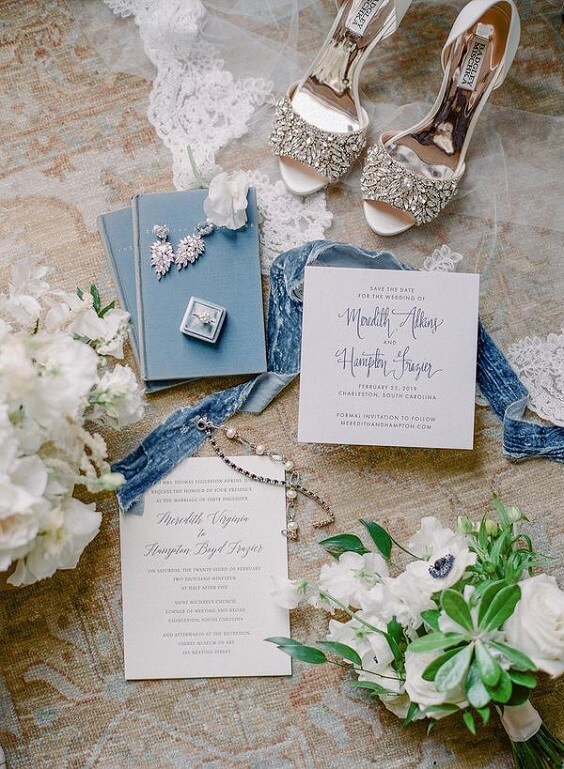 Wedding cards for Light blue, White and Dark Blue August Wedding 2020
