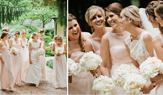 Blush bridesmaid dresses for Blush, White and Dark Blue August Wedding 2020