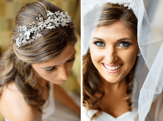 Bridal headpiece for Mint green, Peach and Grey August Wedding 2020