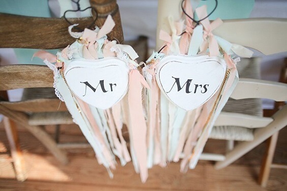 Wedding chair decorations for Mint green, Peach and Grey August Wedding 2020