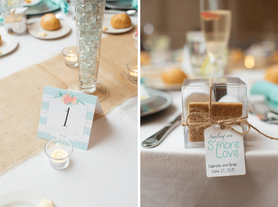 wedding table decorations for Mint green, Peach and Grey August Wedding 2020